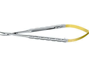 Micro,Castroveijo needle holder,serrated, TC 17.5cm,  curved with lock SCHWERT DESIGN 5/0 - 8/0