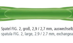 composite filling spatula fig 2, green handle tips exchangable, 2,9 / 2,7 mm black coated, 17cm