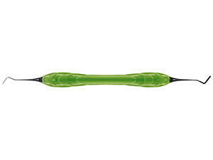 Composite filling spatula, very fine, width 1mm green handle, exchangable tips, black coated 16cm