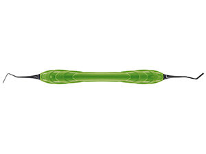 Composite filling spatula, very fine, 1.6mm green handle, exchangable tips black coated 16cm