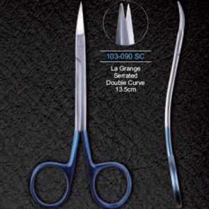 Scissor La grange serrated 13cm titanium plasma double curved