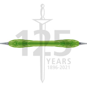 Sickle scaler 204D for removing dental plaque from narrow interdental spaces in the premolar and frontal area